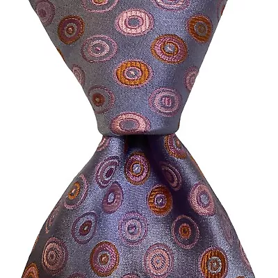 TED BAKER London Men's 100% Silk XL Necktie USA Designer CIRCLES Blue/Pink GUC • $20.99