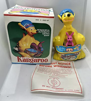 Vintage Kangaroo & Joey Automatic Saving Bank Mechanical Wind Up Toy With Box • $27