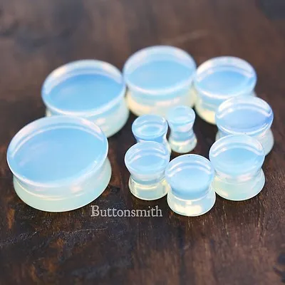 Pair Of Opalite  Moonstone Plugs  Gauges  Ear Lobe 13 Sizes 8g 0g 00g 1/2  - 1  • $7.85