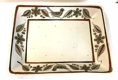 Tonala El Palomar Mexican Pottery Casserole Baker Serving Dish Green Bird Floral • $18