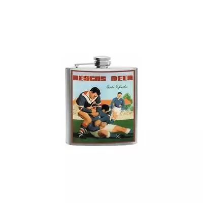 Reschs Beer Hip Flask 6oz Bundy Barware Vintage Roosters V Jets Rugby League • $19.50
