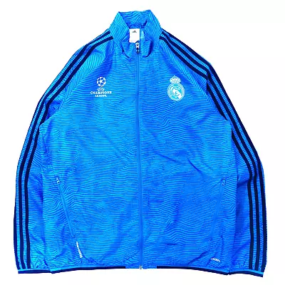 Adidas Windbreaker Jersey 2XO Blue 3 Striped Sleal Madrid UEFA Champions League • $80
