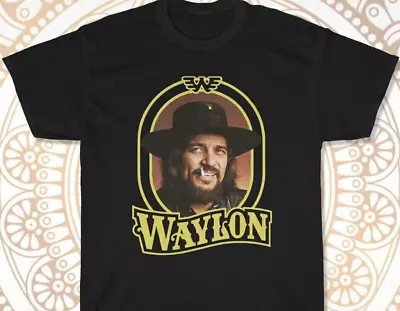 Waylon Jennings Black Men Cotton Black T-Shirt • $14.99