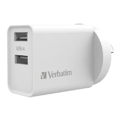 Verbatim USB AU/NZ Plug Wall Phone Charger/Charging Brick Dual/2 Port 2.4Amp • $29