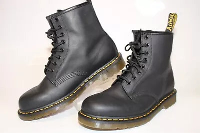Dr. Martens Mens Size 10 43 Black Greasy Leather 1460 8-Eye Lace Up Ankle Boots • $36