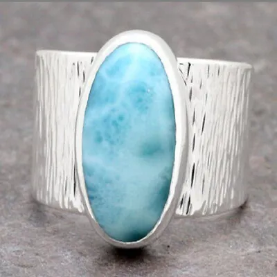 Larimar Gemstone 925 Sterling Silver Ring Mother's Day Jewelry All Size AM-880 • $17.89