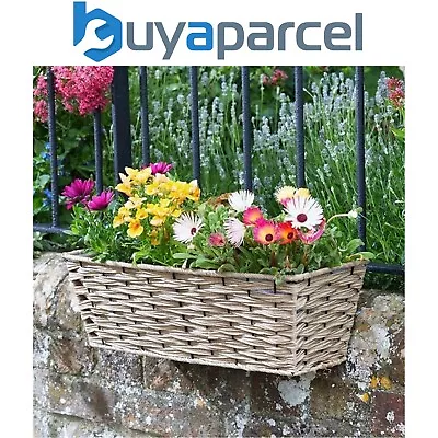 Smart Garden 19  Rattan Effect Wall Fence Balcony Sand Planter Trough Basket • £17.48