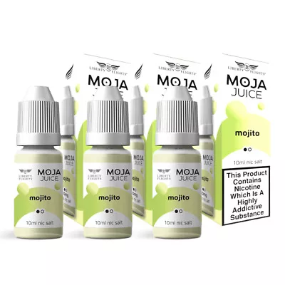 Moja Juice Vape E-Liquid Moja Mojito 20mg Nic Salt 10ml 50/50 Pack Of 3 • £9.99