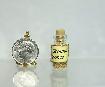 Dollhouse Miniature Or Fairy Garden Corked Glass Jar Labeled Ground Bones • $3.95