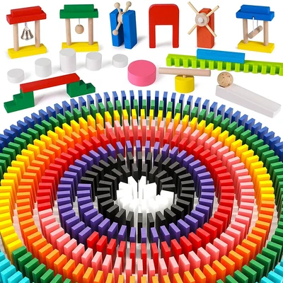 £8.54 • Buy 960pcs Wooden Coloured Tumbling Dominoes Games For Kids Childrens Fun Play Toy