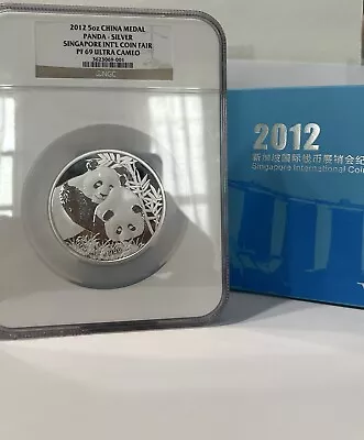 2012 China 5 Oz. Silver Panda Singapore Int’l Coin Fair NGC PF 69 Ultra Cameo • $329.99