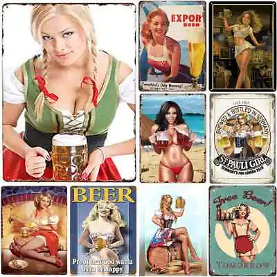 Pin-Up Girls Beer Metal Tin Sign Bar Decorations For Party Cheers Decor Sign • $10.99