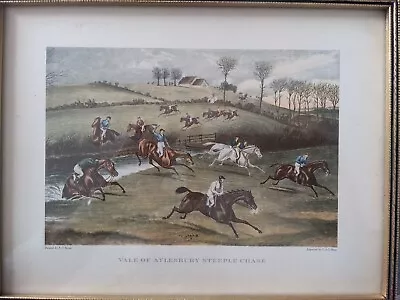 Vintage Framed F.C. Turner Horse Racing Print  Vale Of Aylesbury Steeple Chase  • $8.63