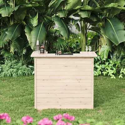 Garden Bar Table Pine Wood Patio Drink Cocktail Stand Outdoor Pub Dining Counter • £119.95