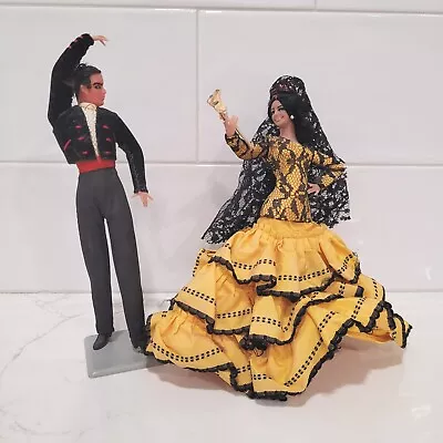 Marin Chiclana Flamenco Dancer 2 Pc Doll Set 7-8” Yellow Dress Spain Vintage • $17.95