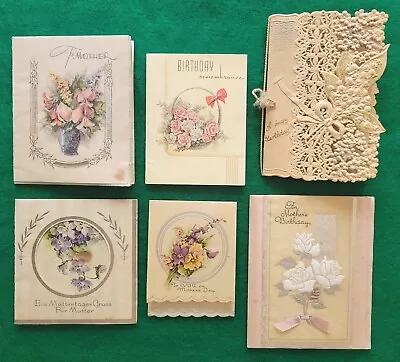 Vintage Antique Mother's Day & Birthday Cards - Lot Of 6 - Die Cut Mixed Years • $14.94