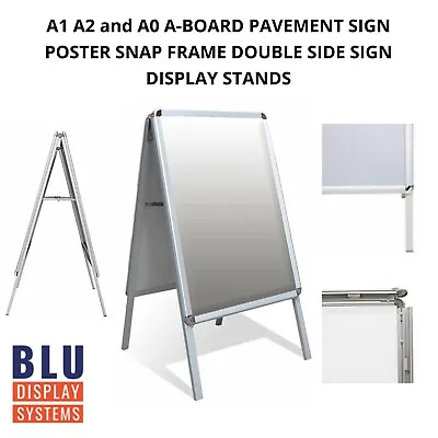 A Boards Double Side Aluminium Snap Frame Poster Display Stands A1A2 A0 • £47.50