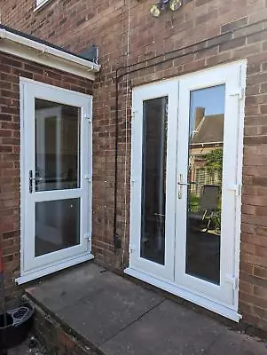 New White Upvc French Doors Front Back Doors Windows Handles Glass Free Delivery • £590