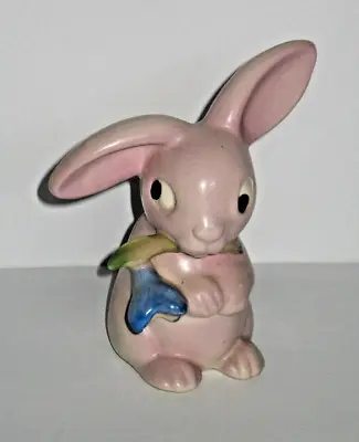 Irice Imports  Porcelain Ceramic Pink Bunny Cotton Ball Dispenser Germany • $14.95