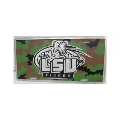 LSU Tigers CAMO Metal License Plate Tag Louisiana State University 6 X 12 • $15.59