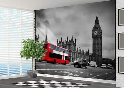 £21.99 • Buy Black And White London With Red Bus Wallpaper Wall Mural Photo (25077132) London