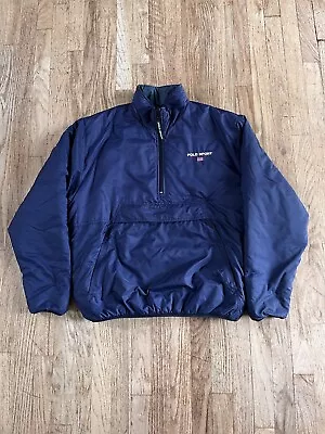 Vintage 90’s Polo Sport 1/4 Zip Anorak Puffer Jacket Navy Blue • $49.95