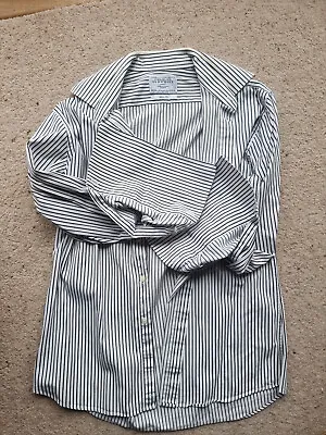 £13.50 • Buy Charles Tyrwhitt Black Striped Slim Fit, Long Sleeved Shirt 16.5/34 Double Cuff