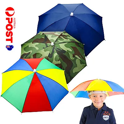 $16.99 • Buy 3pcs Set Sun Umbrella Hat Rain Foldable Golf Fishing Camping Headwear Head Cap  
