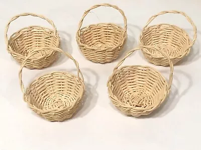 Lot Of 5 Miniature Basket Straw Wicker Woven With Handles Dollhouse Crafts Decor • $9.99