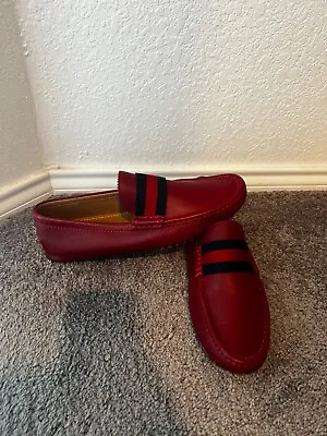 $225 • Buy Gucci Red Loafers Sneakers Web Detailed Drivers Gucci Size 8, US 9 Worn 1X Wow!