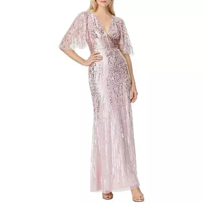 Aidan Mattox Womens Pink Mesh Embellished Formal Evening Dress Gown 6 BHFO 5683 • $102.99