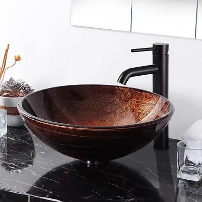 £75.90 • Buy Bathroom Glass Basin Sink Bowl Wash Round Corner Tempered Countertop Compact