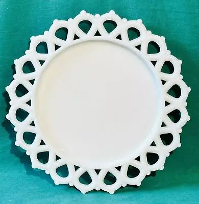Westmoreland White Milk Glass Plate Doric Open Lace 8+  Salad Lunch 50s-70s Vtg • $12.99