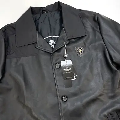 AC Luxury Collection Button Up Made In Italy Jacket Men’s XL Black Leather Feel • $72.76