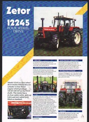 ZETOR  12245  Four Wheel Drive Tractor Brochure Leaflet • £5.50