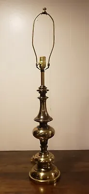 Vintage Leviton Heavy Solid Brass Candle Stick Table Lamp 34  • $39.99