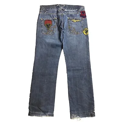 D&G Dolce & Gabbana Designer Patch Work Blue Denim Jeans Men's Size 48 • $200