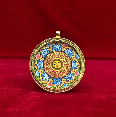 Mandala Pendant With Eight Auspicious Symbols Om Mani Padme Hum Amulet • $172.50