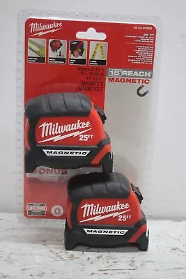 Milwaukee 48-22-0325G Compact Wide Blade Magnetic Tape Measures (2-pk) • $34.95