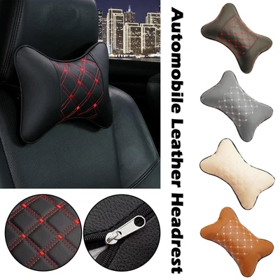 $7.12 • Buy Car Neck Pillows Both Side PU Leather 1pcs Pack Headrest Relief' Pain J2T5