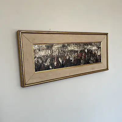 PASCAL CUCARO Mixed Media Abstract California Modernist Crowd Of People 1960s • $395