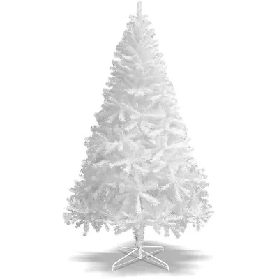 5/6/7ft White Artificial Christmas Tree Bushy Xmas Tree 1000 Branch Tips W/Stand • $40.84