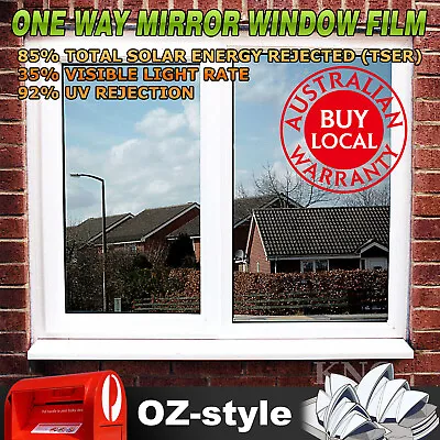 $13.94 • Buy One Way Mirror Window Tint Home Glass Film Removable Sticker UV/HEAT Reduction