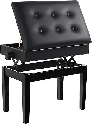 £49.99 • Buy Piano Stool Dressing Table Height Adjustable Keyboard Bench Storage Chair Black