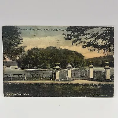 Entrance To Fairy Island Lake Mahopac New York Postcard • $2.99