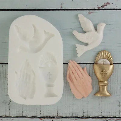 £9 • Buy Silicone Mould, Holy Communion, Confirmation, Chalice, Praying Hands, Dove M103