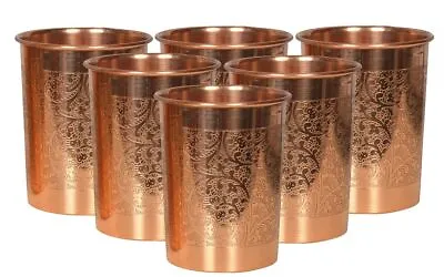 100%  Pure Copper Water Drinking Glass Ayurvedic Health Benefits Set Of 6 • $35.04