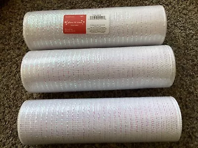 Deco Mesh Place And Time Lot Of 3 White 10  X 10 Yards. NEW • $11