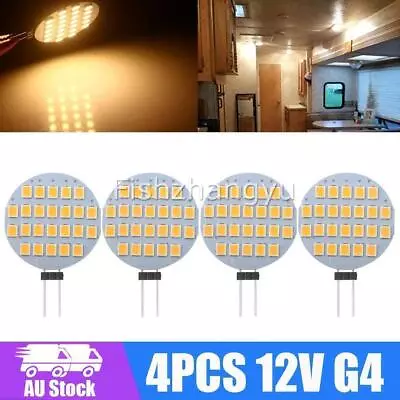 4X 12V G4 LED WARM WHITE GLOBE 24 SMD Lamp Bulb Caravan Garden Camper Light • $10.73