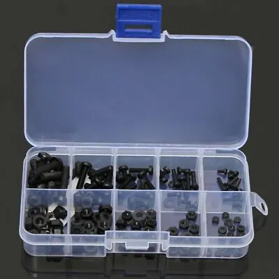 150Pc M2 M2.5 M3 M4 M5 Nylon Hex Screw Bolt Nut Standoff Spacer Box Set Black • $5.49